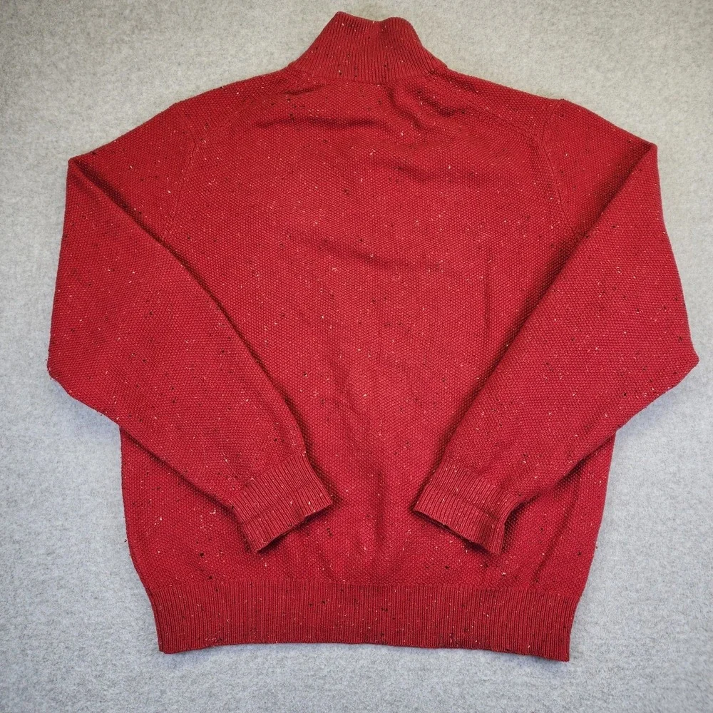 Jos A Bank Lambs‎ Wool Blend 1/4 Zip Sweater Mens M Speckled Red Mock Neck